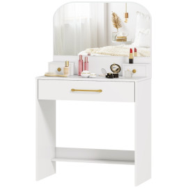 Palo Coiffeuse compacte avec miroir 3 tiroirs Blanc