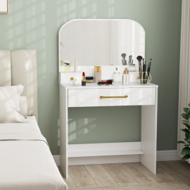Palo Coiffeuse compacte avec miroir 3 tiroirs Blanc