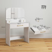 Palo Coiffeuse compacte avec miroir 3 tiroirs Blanc