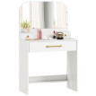 Palo Coiffeuse compacte avec miroir 3 tiroirs Blanc