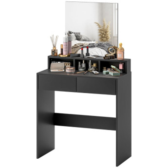 Ilot coiffeuse miroir 2 tiroirs 3 compartiments noir