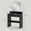 Ilot coiffeuse miroir 2 tiroirs 3 compartiments noir