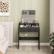 Ilot coiffeuse miroir 2 tiroirs 3 compartiments noir
