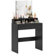 Ilot coiffeuse miroir 2 tiroirs 3 compartiments noir