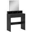 Ilot coiffeuse miroir 2 tiroirs 3 compartiments noir
