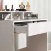 Tera Coiffeuse Miroir Tiroirs Étagères Blanc