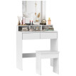 Tera Coiffeuse Miroir Tiroirs Étagères Blanc