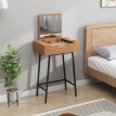 Salio Coiffeuse avec miroir pliable et rangements style industriel bois naturel