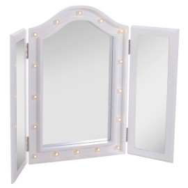 Miroir de Maquillage Florveven LED Pliable USB Hollywood Blanc