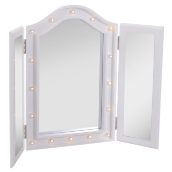 Miroir de Maquillage Florveven LED Pliable USB Hollywood Blanc