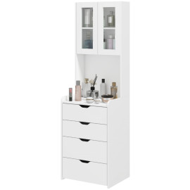 Coiffeuse Elen LED miroir rabattable tabouret rembourré blanc