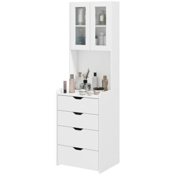 Coiffeuse Elen LED miroir rabattable tabouret rembourré blanc