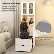 Coiffeuse Elen LED miroir rabattable tabouret rembourré blanc
