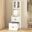 Coiffeuse Elen LED miroir rabattable tabouret rembourré blanc