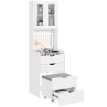 Coiffeuse Elen LED miroir rabattable tabouret rembourré blanc