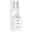 Coiffeuse Elen LED miroir rabattable tabouret rembourré blanc