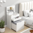 Ilrion coiffeuse maquillage miroir tiroir tabouret rangement blanc