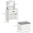 Ilrion coiffeuse maquillage miroir tiroir tabouret rangement blanc