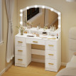 Coiffeuse Montelot LED Hollywood miroir rangement blanc
