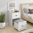 Galaier coiffeuse 3 en 1 miroir rabattable tabouret blanc