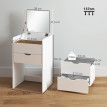 Galaier coiffeuse 3 en 1 miroir rabattable tabouret blanc