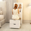 Galaier coiffeuse 3 en 1 miroir rabattable tabouret blanc