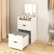Galaier coiffeuse 3 en 1 miroir rabattable tabouret blanc