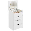 Galaier coiffeuse 3 en 1 miroir rabattable tabouret blanc