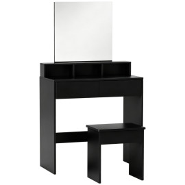 Avson Coiffeuse avec miroir et tabouret noir