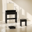 Avson Coiffeuse avec miroir et tabouret noir