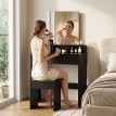 Avson Coiffeuse avec miroir et tabouret noir