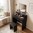 Avson Coiffeuse avec miroir et tabouret noir