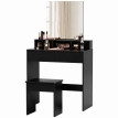 Avson Coiffeuse avec miroir et tabouret noir