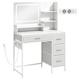 Veliason Coiffeuse Maquillage LED Station de charge Blanc