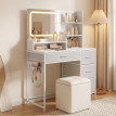 Veliason Coiffeuse Maquillage LED Station de charge Blanc