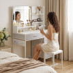 Veliason Coiffeuse Maquillage LED Station de charge Blanc