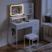 Veliason Coiffeuse Maquillage LED Station de charge Blanc