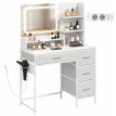 Veliason Coiffeuse Maquillage LED Station de charge Blanc
