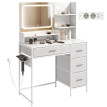 Veliason Coiffeuse Maquillage LED Station de charge Blanc