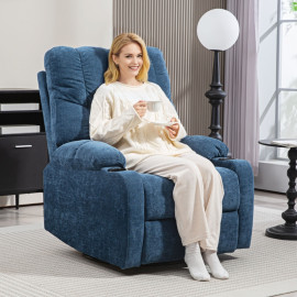 Fauteuil relaxant Rosena inclinable pivotant avec repose pieds Bleu foncé