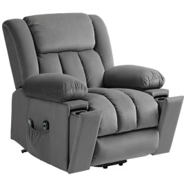 Fauteuil Velaer releveur électrique massage chauffage USB gris foncé
