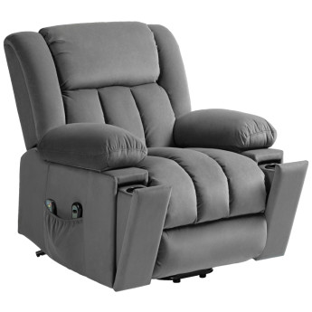 Fauteuil Velaer releveur électrique massage chauffage USB gris foncé