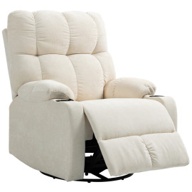 Fauteuil Ilarea inclinable pivotant avec repose pieds beige