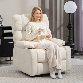 Fauteuil Ilarea inclinable pivotant avec repose pieds beige