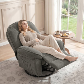 Fauteuil relax Belet pivotant basculant chenille Gris clair
