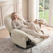 Salin Fauteuil relax pivotant inclinable chenille blanc crème