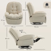 Salin Fauteuil relax pivotant inclinable chenille blanc crème