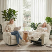 Salin Fauteuil relax pivotant inclinable chenille blanc crème