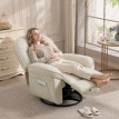 Salin Fauteuil relax pivotant inclinable chenille blanc crème