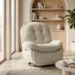 Salin Fauteuil relax pivotant inclinable chenille blanc crème